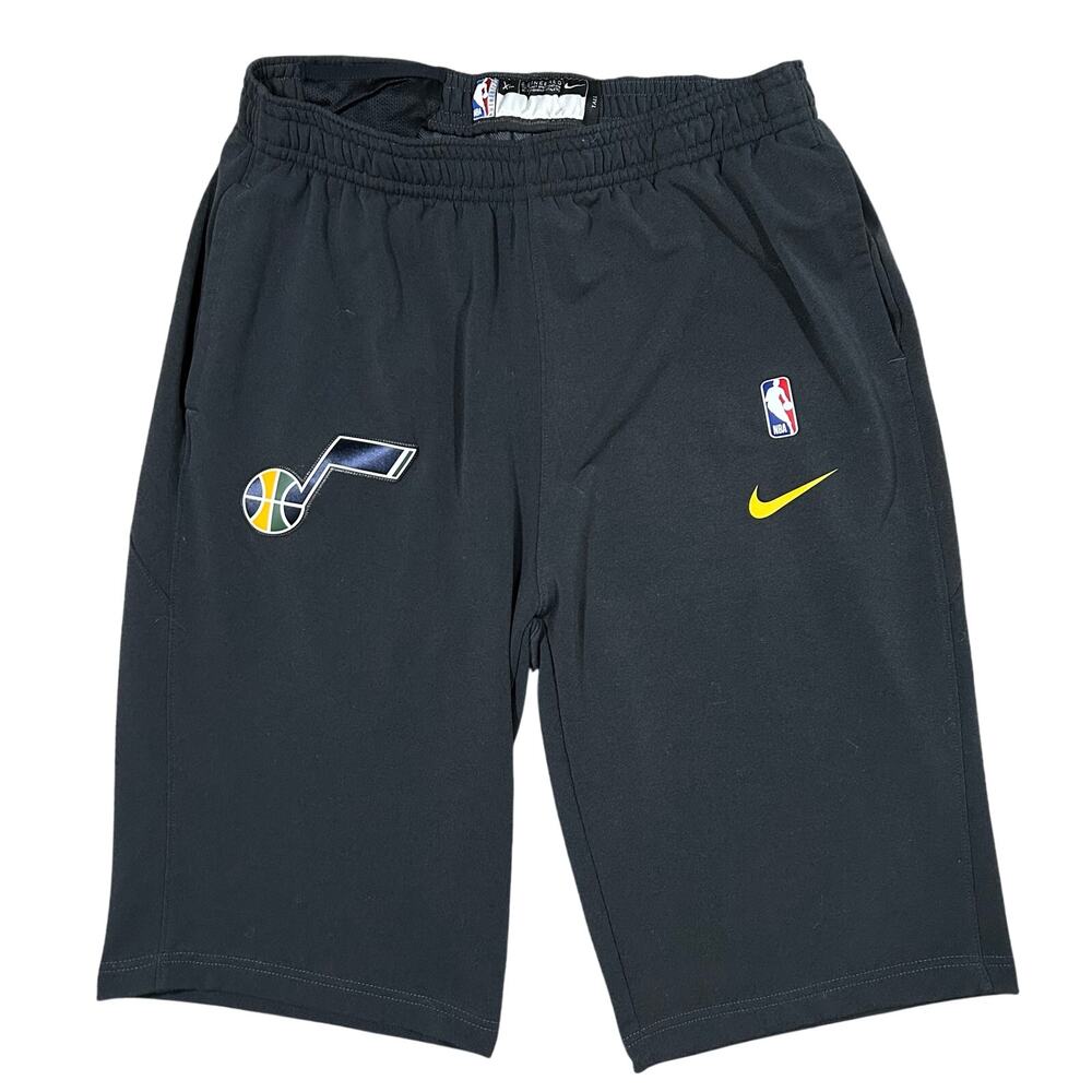 Utah Jazz Shorts Mens XL Tall Black Sweat NBA Authentic Basketball Nike XLT